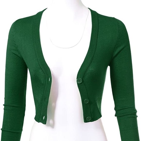 Euc Sidecca Dark Green Cropped Cardigan 